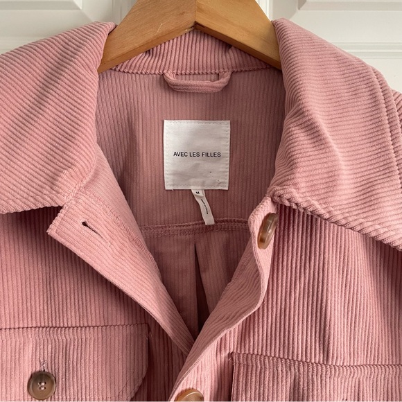 Avec Les Filles Blush Utility Jacket women’s cropped corduroy shirt jacket - Picture 3 of 8